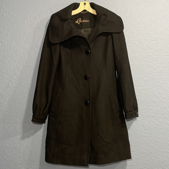 Guess Jackets & Blazers - GUESS women’s black collared wool pea coat in US size Small